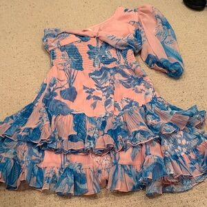 Hemant & Nandita Floral Pink and Blue Dress